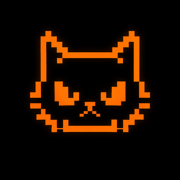 Nicknaim logosu: pixel art kızgın kedi